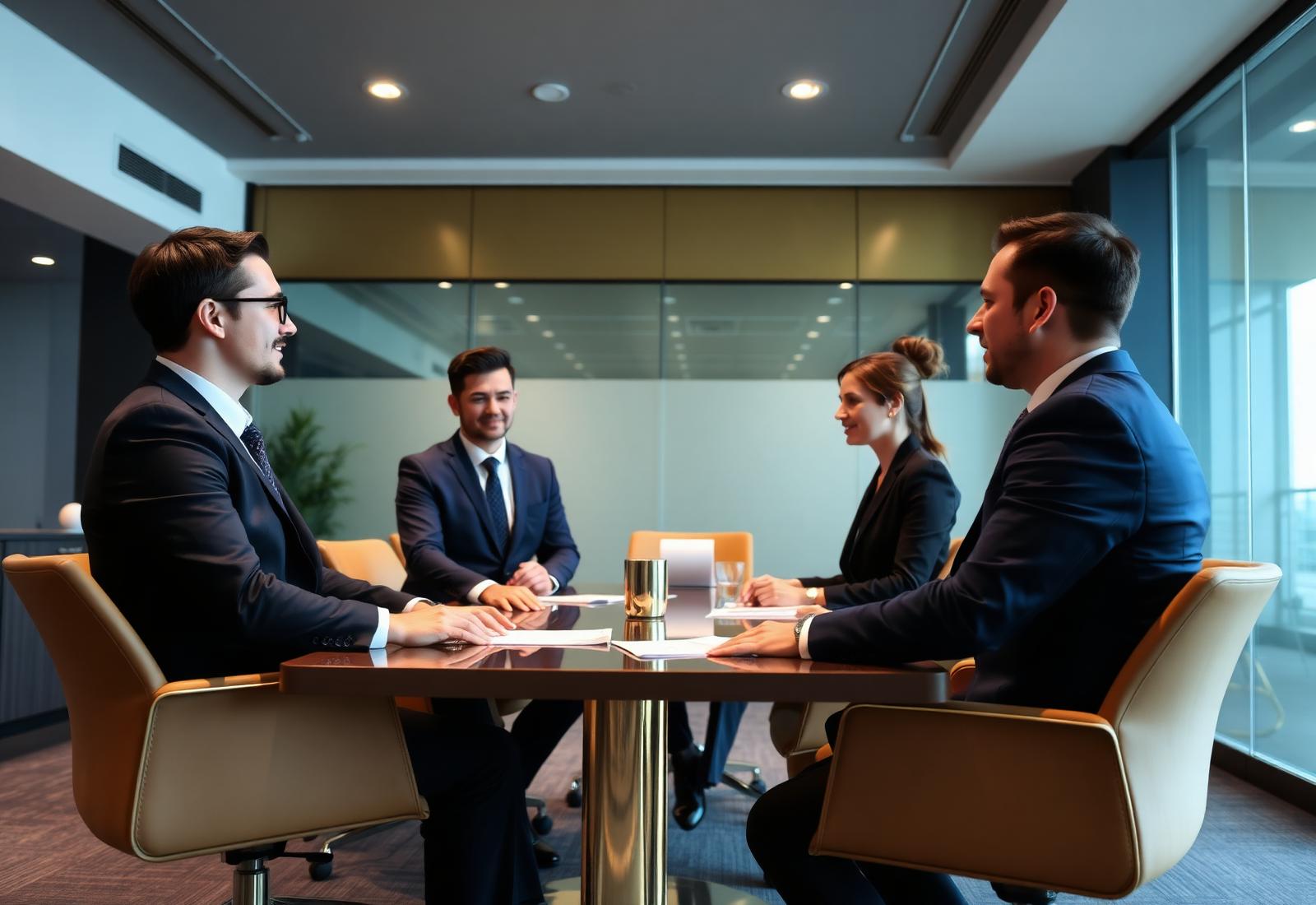 Consultores em reunião estratégica
